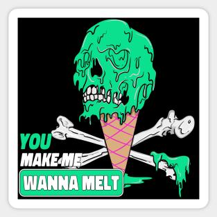 Make Me Melt Dripping Ice Cream Skull Sticker